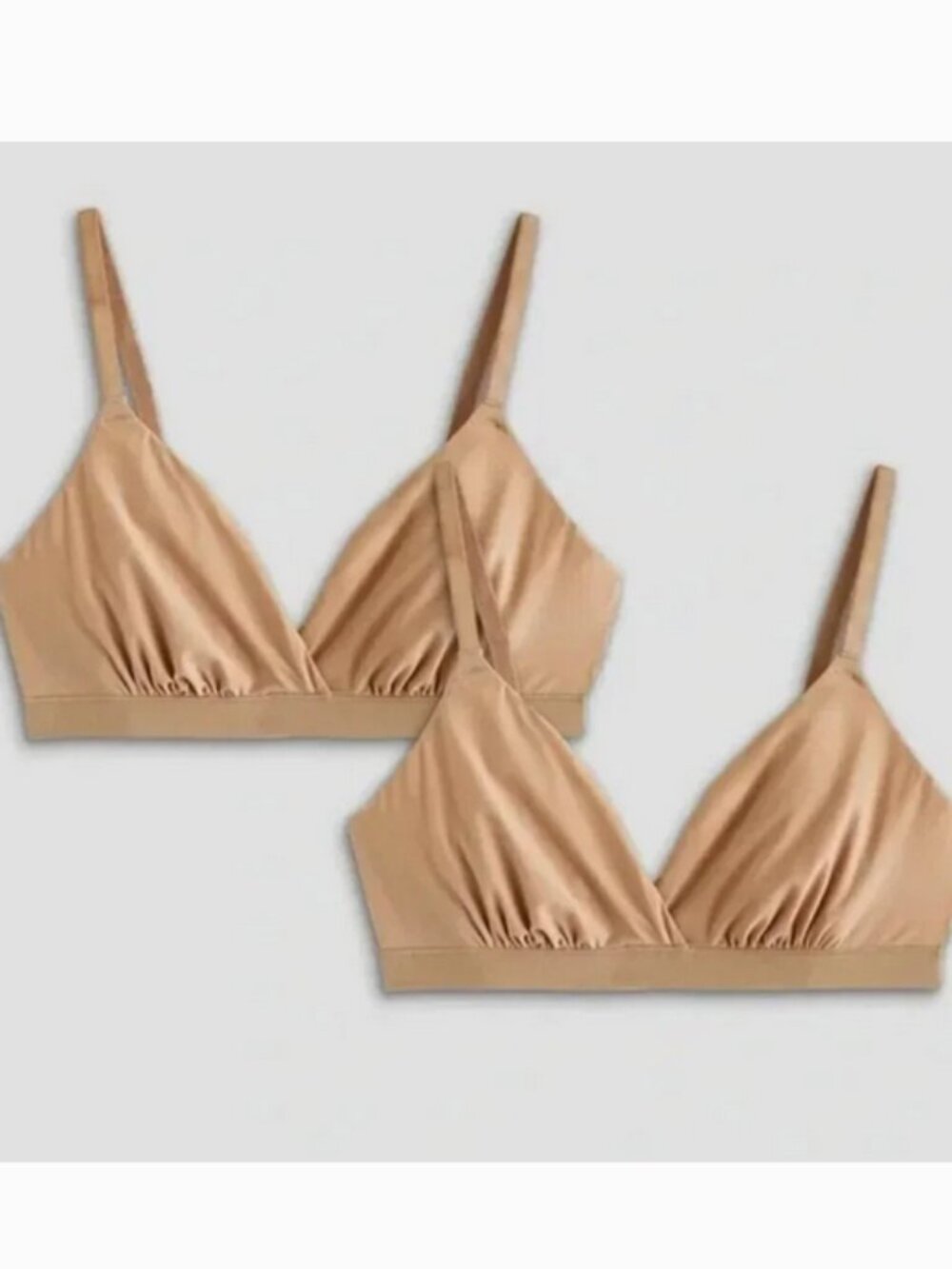NWOT Quince Second Skin Crossover Bralette (2-pack) in Sand Size Extra Small
